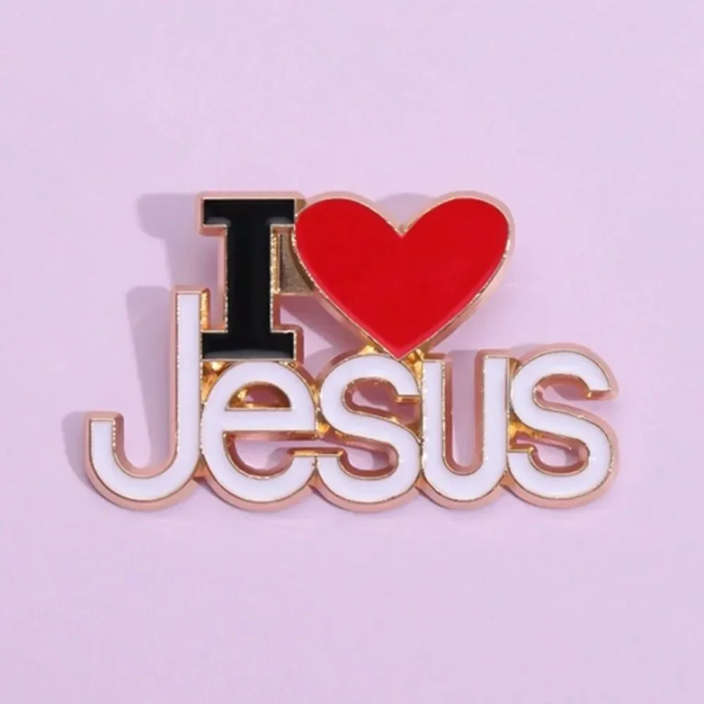 3for$20  1PC I Love Jesus Enamel Pins Heart Christian Love Faith brooch